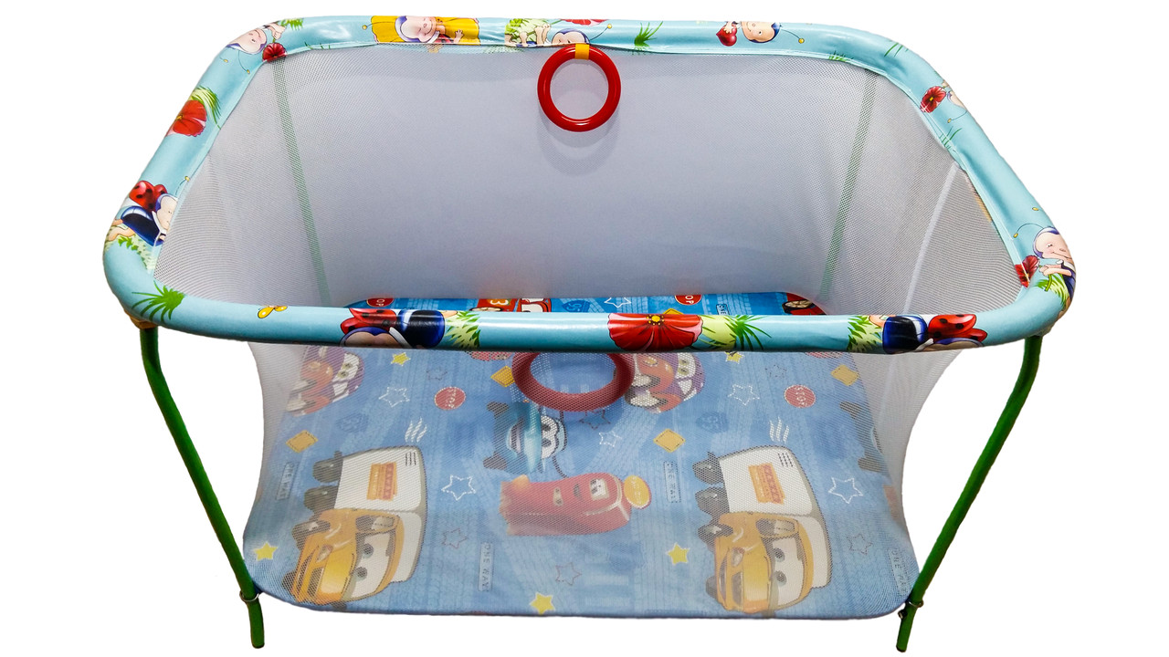 

Манеж детский игровой KinderBox ПолуЛюкс с мелкой сеткой Машинки