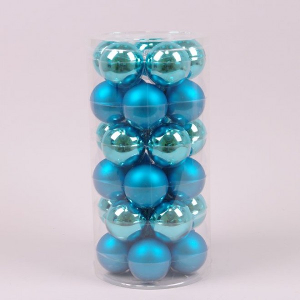 

Шарики стеклянные 5,7 см. бирюзовые (30 шт.) Flora 44507 (NAT07311)