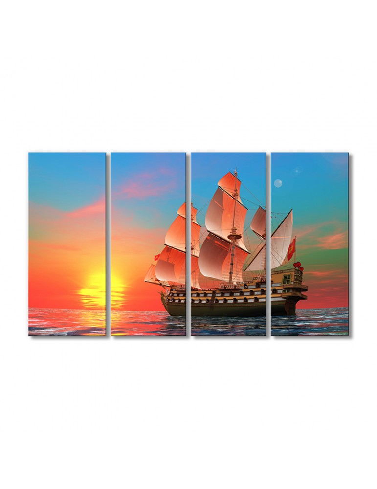

Модульная картина Artel «Радужный закат и корабль с парусами» 4 модуля 80x120 см