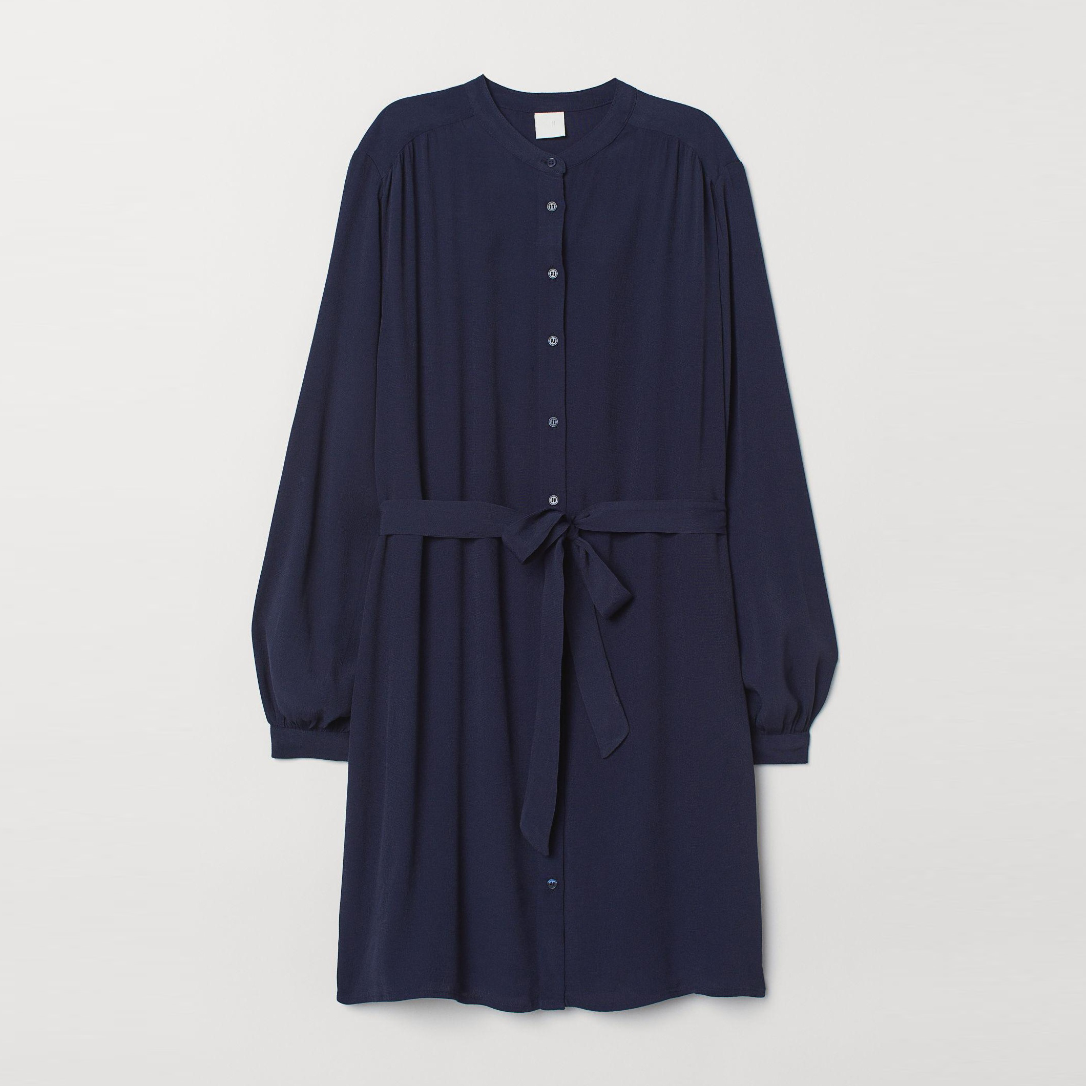 Акція на Сукня-сорочка міні жіноча H&M XAZ167449VDCU 44 Темно-синя від Rozetka