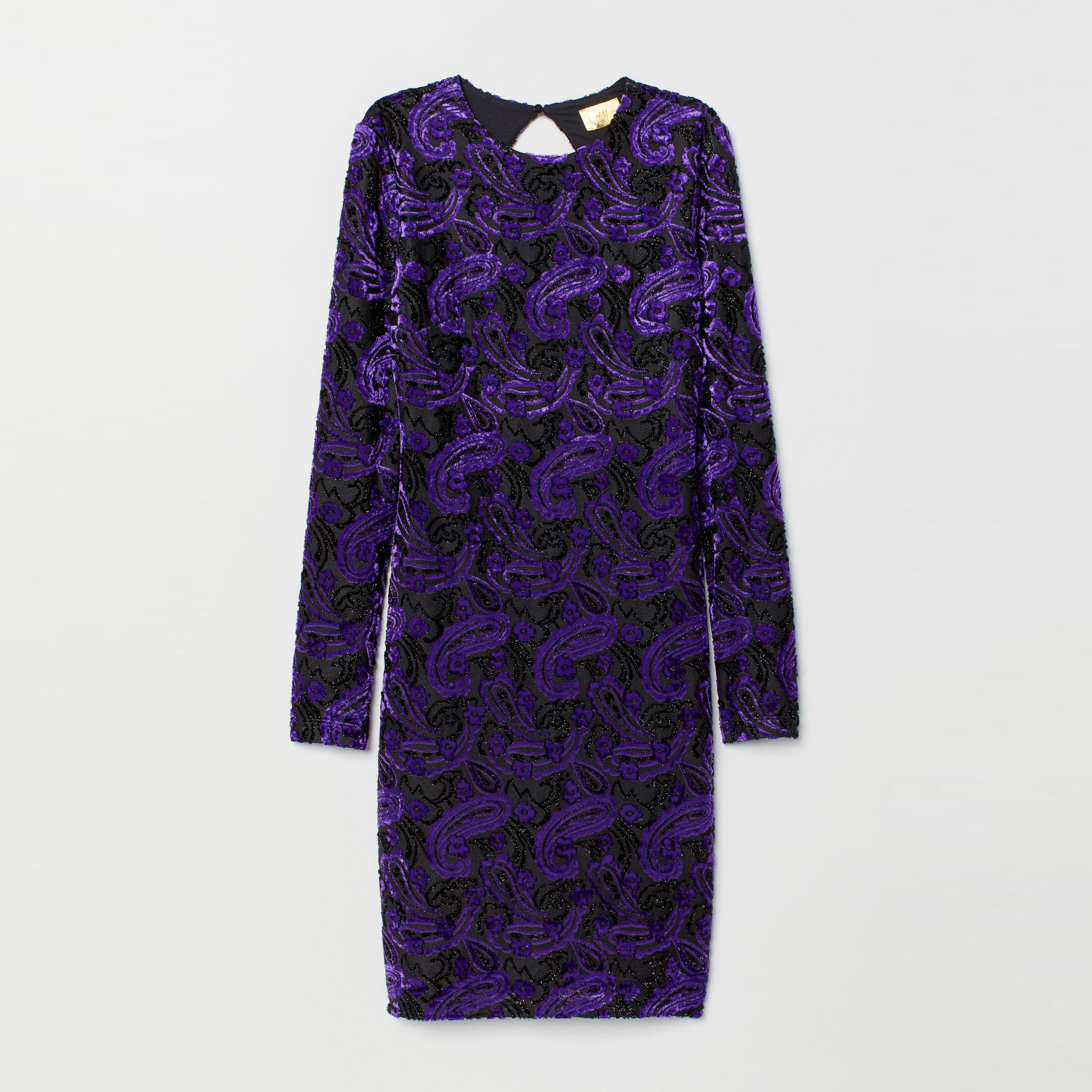 Акция на Сукня міді жіноча H&M XAZ167625GUYF 42 Фіолетова з чорним от Rozetka