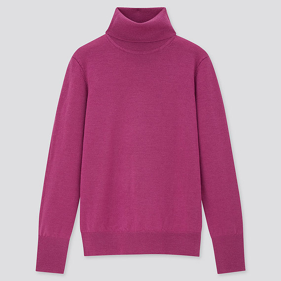

Свитер Uniqlo с высоким воротом из шерсти мериноса  purple, Свитер Uniqlo с высоким воротом из шерсти мериноса M purple