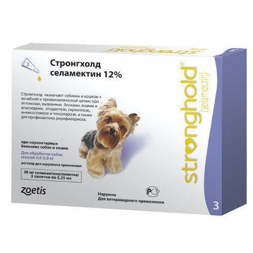 

Капли на холку против блох для собак Zoetis 2.5-5 кг Стронгхолд Плюс Stronghold Plus 12% 3 пипетки