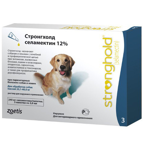 

Капли на холку против блох для собак Zoetis 20-40 кг Стронгхолд Stronghold 12% 1 пипетка
