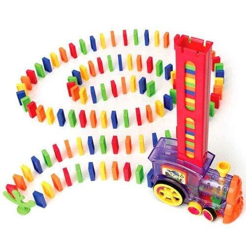 

Детская игрушка Паровозик строящий дорогу из домино поезд DOMINO Happy Truck