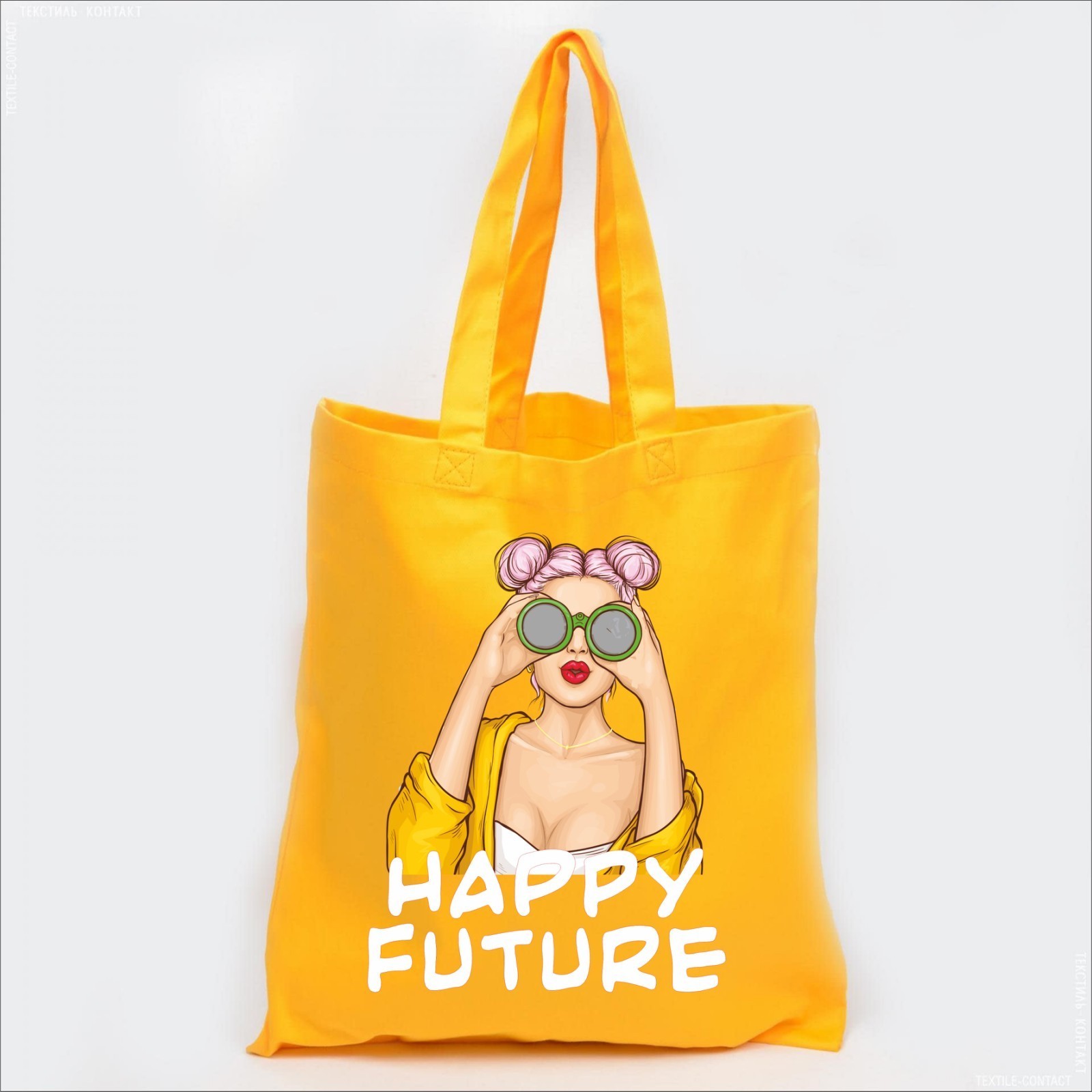 

Экосумка Vivay с принтом Happy future 38x42 см Желтая (5383)