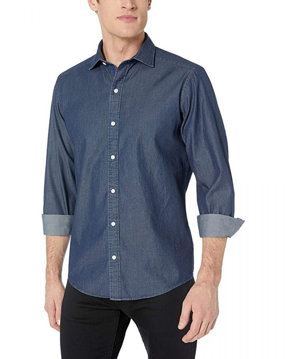 

Сорочка джинсова Buttoned Down B07KMY5LJL Dark Blue XXL Синий