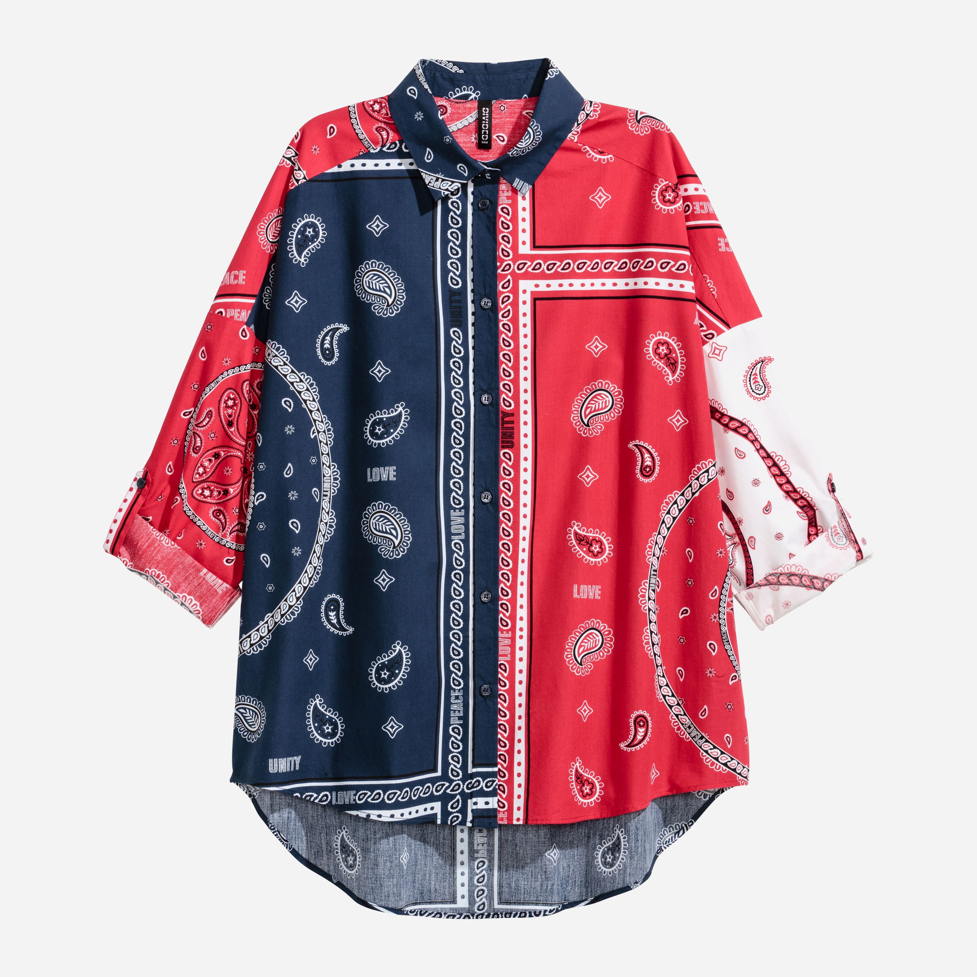 

Блузка H&M XAZ181079OHQL  Синяя с красным и белым, Блузка H&M XAZ181079OHQL 38 Синяя с красным и белым