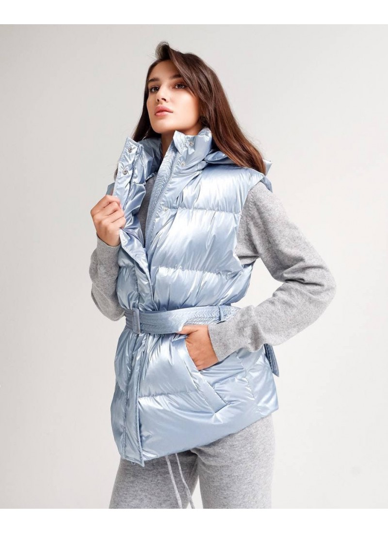 

Жилет женской со съёмным капюшоном перламутровый Modern Boutique небесно-голубой,  ЖИ003/3, Жилет женской со съёмным капюшоном перламутровый Modern Boutique небесно-голубой, M ЖИ003/3