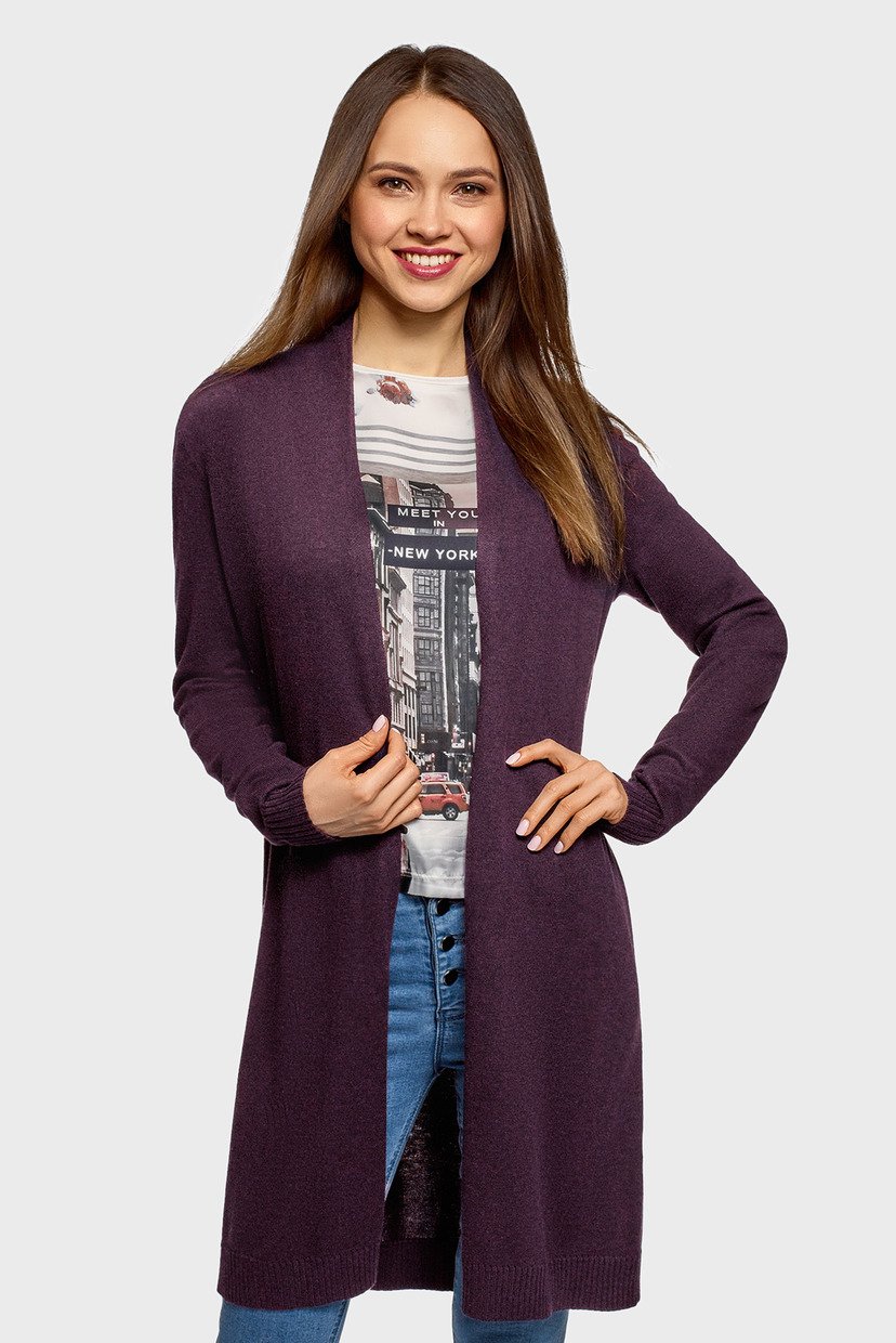 

Женский фиолетовый кардиган Oodji  73212385-1B/43755/8801M, Женский фиолетовый кардиган Oodji XS 73212385-1B/43755/8801M