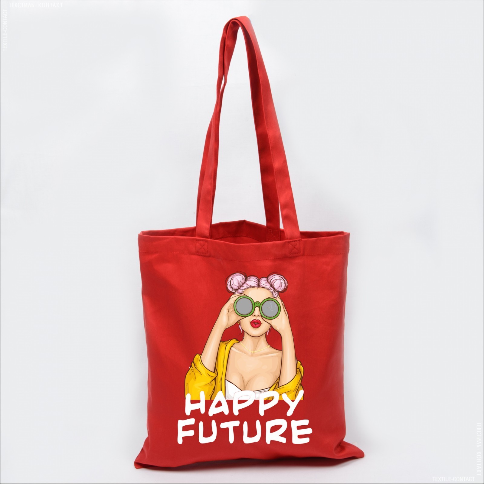 

Экосумка Vivay с принтом Happy future 38x42 см Красная (5384)