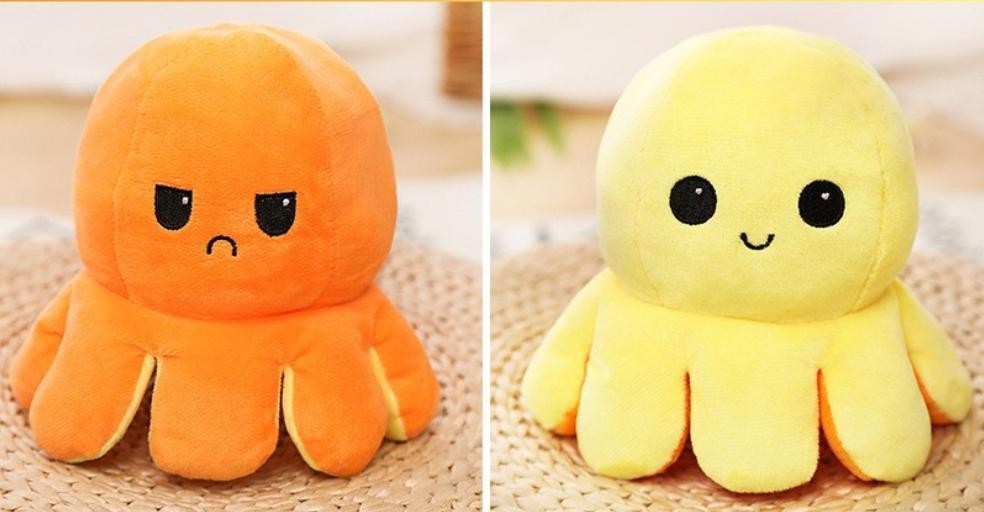 

Игрушка Восьминог Перевертыш 20 см желтый-оранжевый