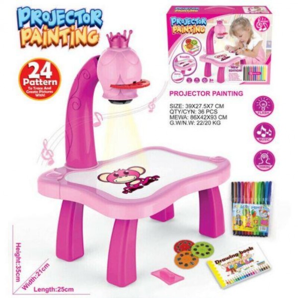 

Детский мольберт-проектор A-Toys c набором слайдов и фломастеров Розовый