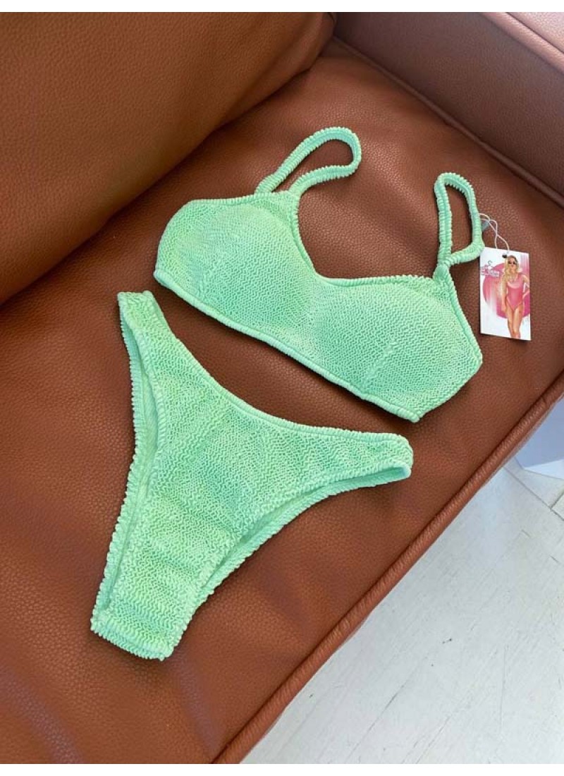 

Купальник топ на тонких бретелях из оригинальной жатки Modern Boutique ментоловый, M К835