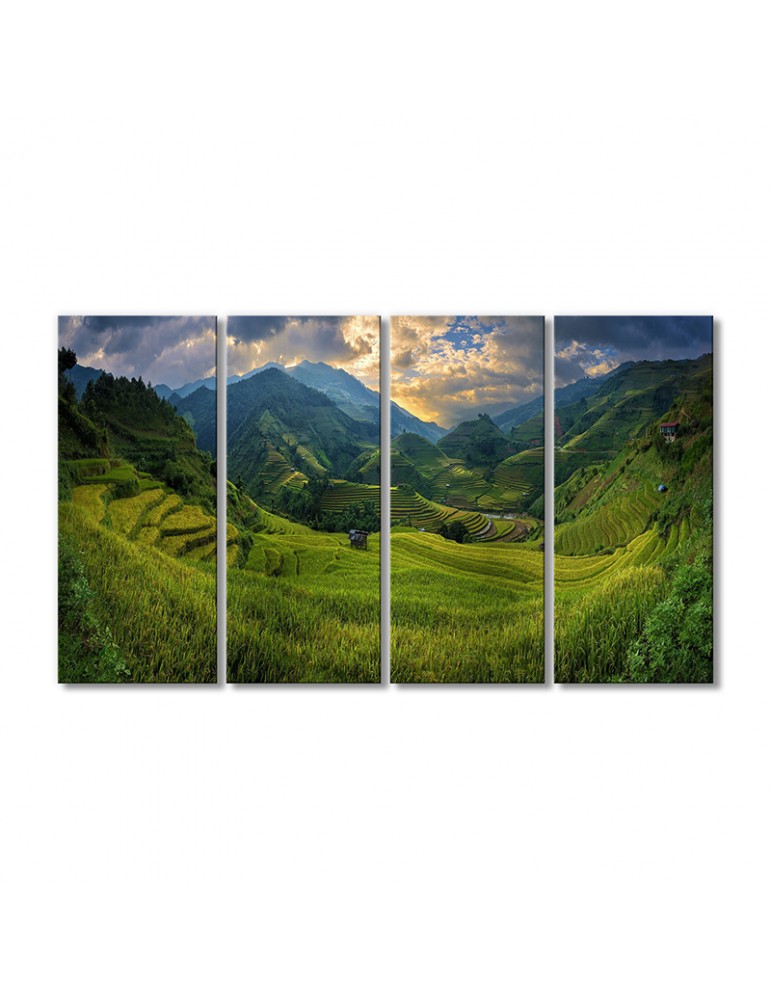 

Модульная картина Artel «Рисовые поля на террасе Му Кан Чай на закате» 4 модуля 80x120 см