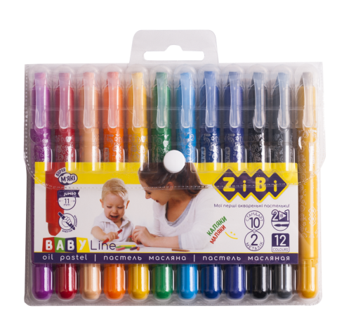 

Пастель масляна шовкова JUMBO з акварельним ефектом, 12 кольорів (10 стандарт+2 металік) ZB.2497