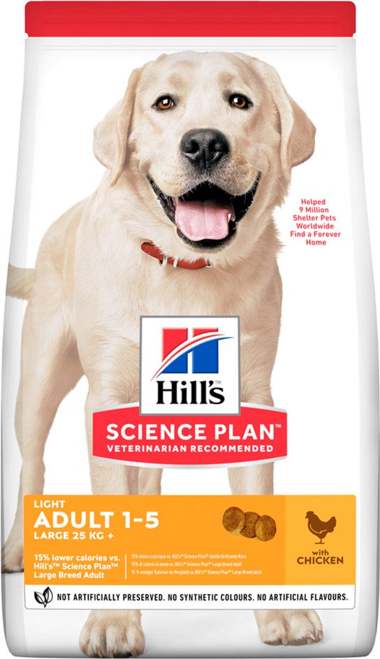 

Сухой корм для малоактивных собак крупных пород Hill's Science Plan Light Adult Large Breed Chicken с курицей - 14 кг