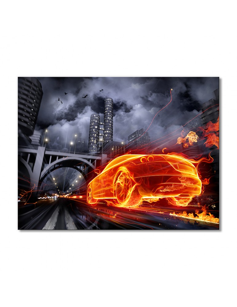 

Модульная картина Artel «Темный город автомобиль в огне» 1 модуль 80x120 см