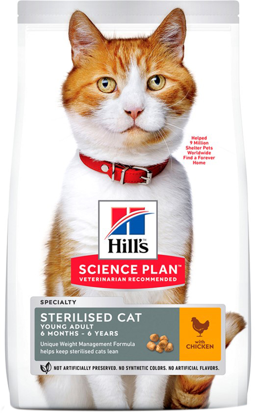 

Сухой корм для стерилизованных кошек Hill's Science Plan Sterilised Cat Young Adult с курицей - 10 кг (604180) (52742024271)