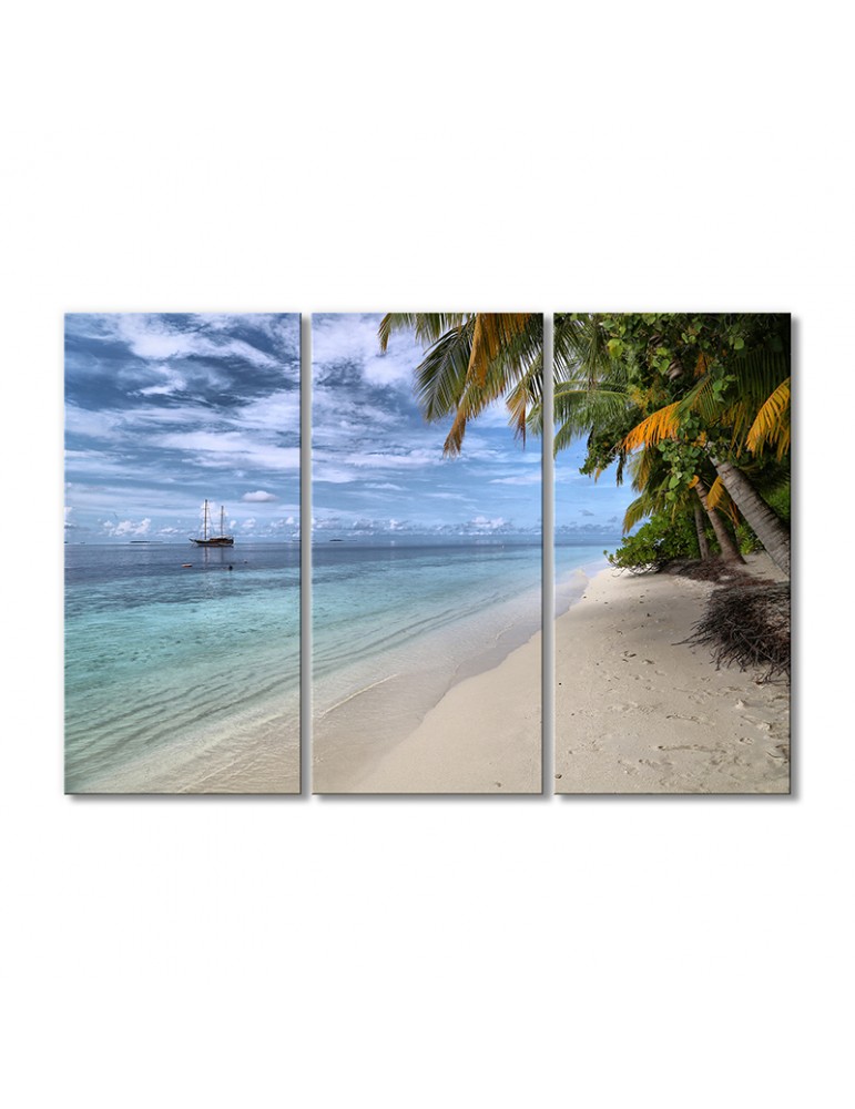 

Модульная картина Artel «Тропический остров на горизонте корабль» 3 модуля 50x75 см