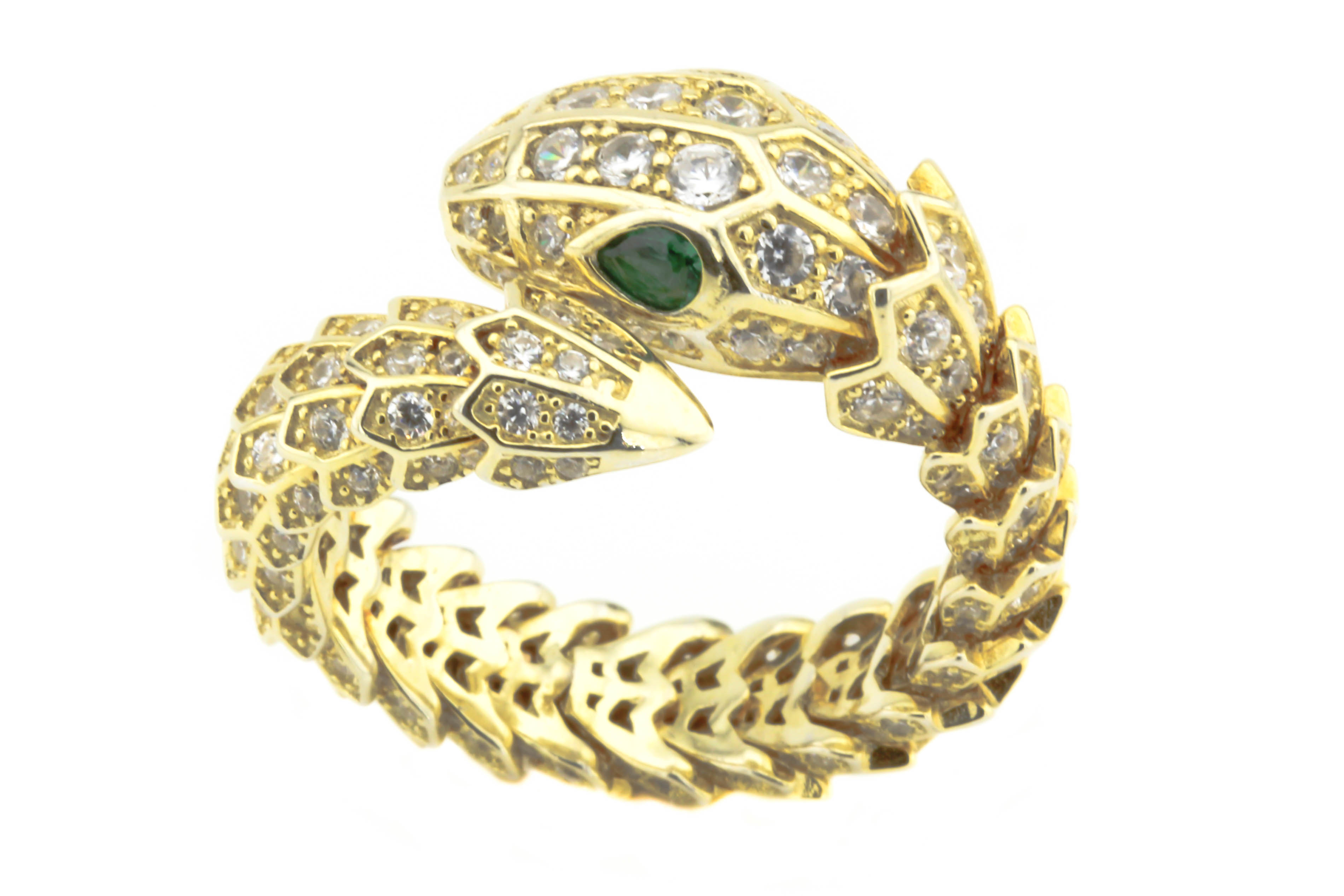 

Серебряное кольцо в форме змеи с фианитами СК11041 Диамант, 18,5 размер