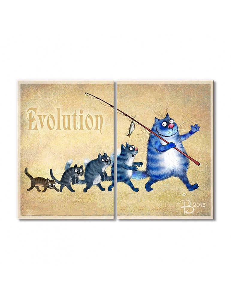

Модульная картина Artel «Эволюция котиков» 2 модуля 60x90 см