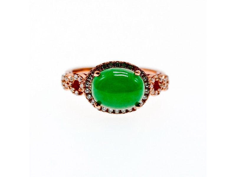 

Серебряное кольцо в позолоте с нефритом и фианитами Натуральный Sky Jewelry 003568
