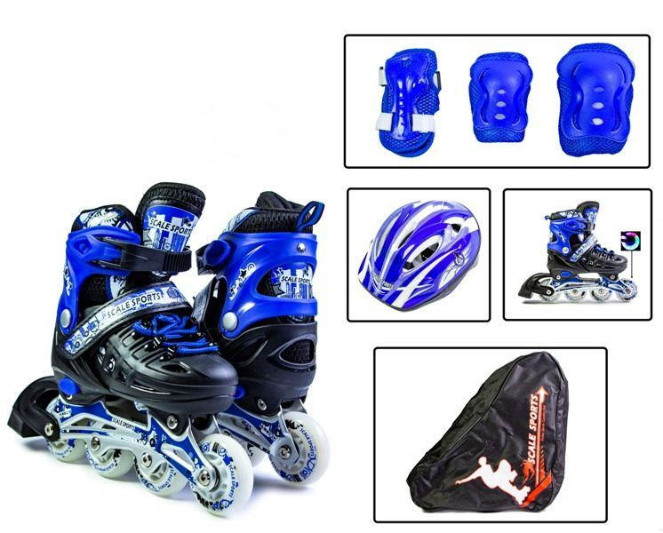 

Детские роликовые коньки Space Sport раздвижные с защитой ABEC-7 размер 34-37 Синий (DP-LFC905MBLUE)