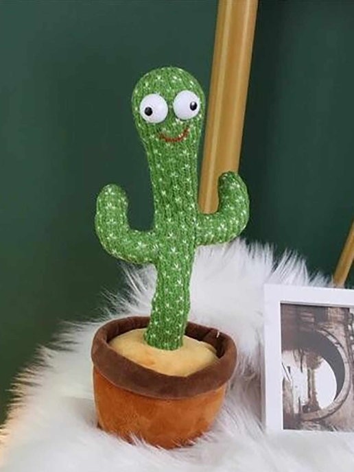 

Танцующий и поющий кактус в горшке, повторюшка SB Dancing Cactus TikTok с подсветкой на батарейках Зеленый