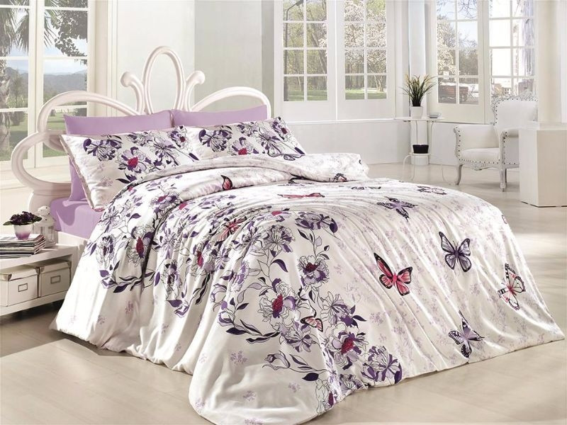 

Постельное белье First Choice ранфорс 160x220 Kelebek Lila