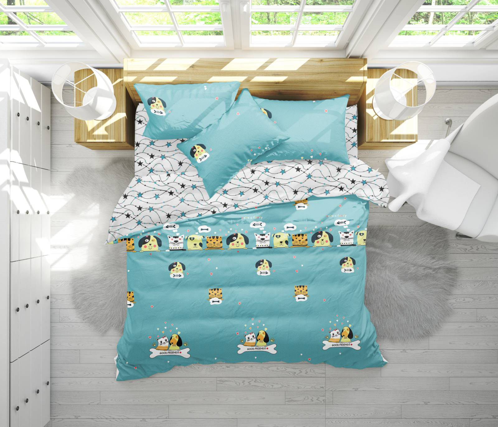 

Пододеяльник MirSon Бязь 17-0518 Cat-dog blue 110 x 140 см