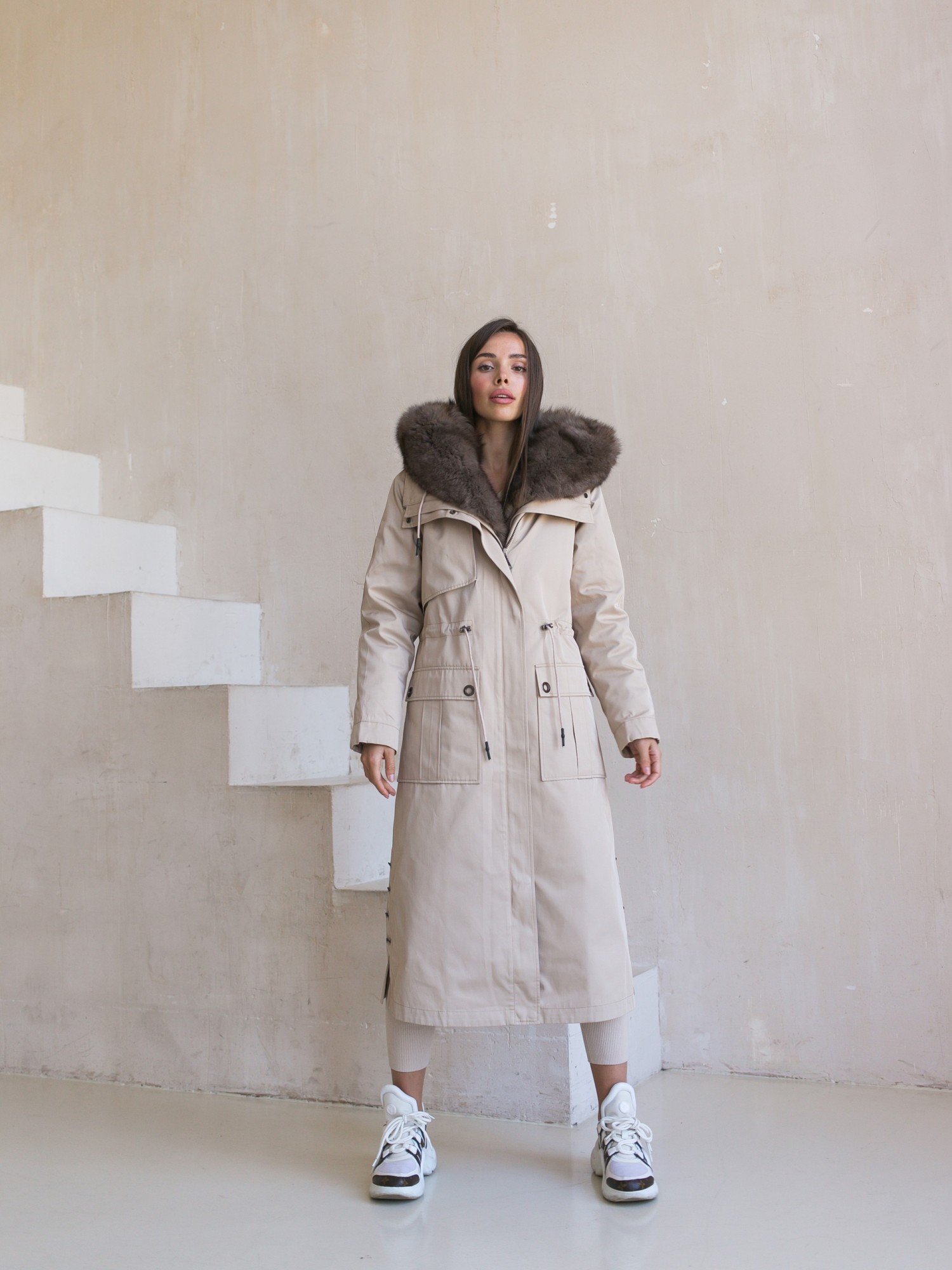 

Женская парка с мехом арктического песца размер, Женская парка с мехом арктического песца размер 42