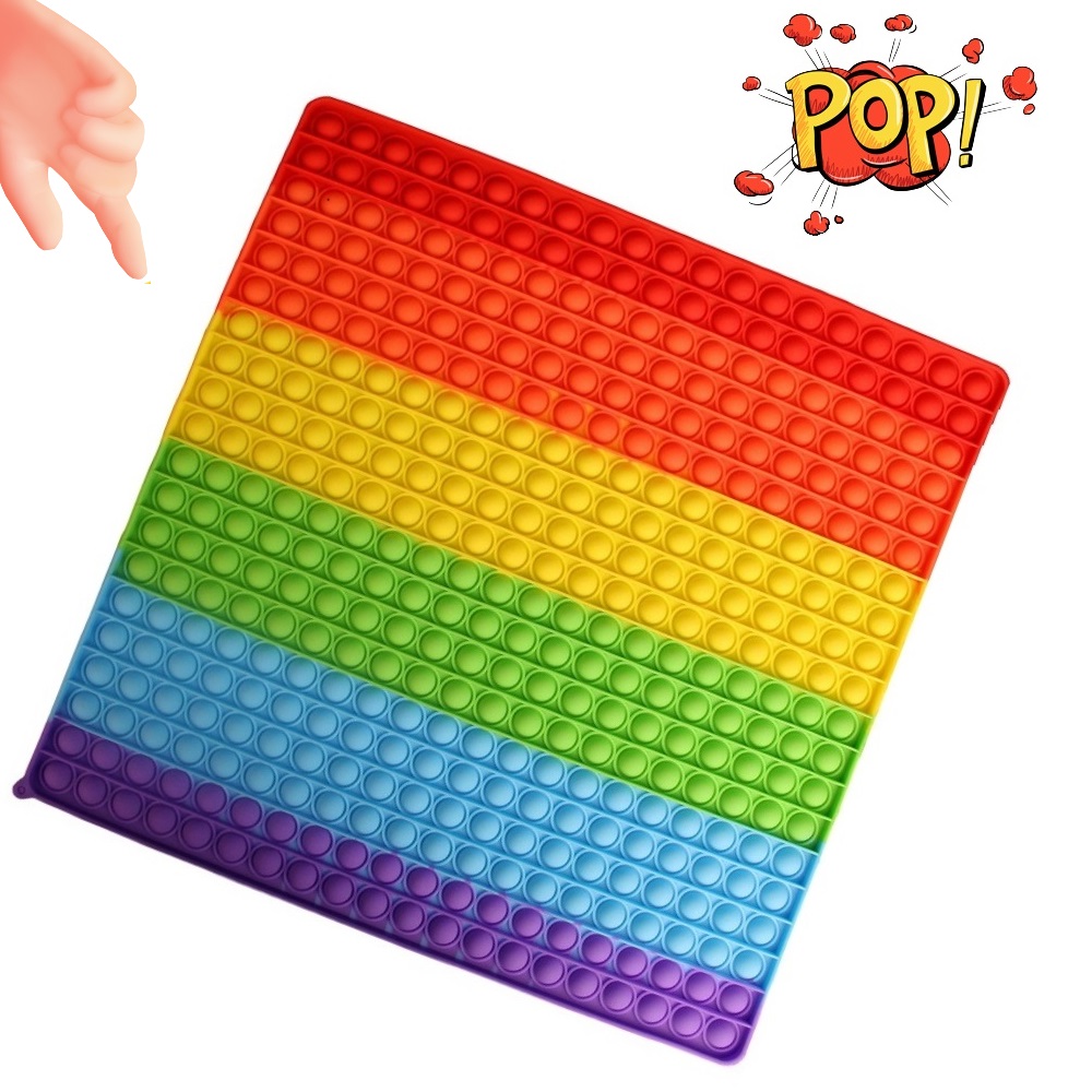 

Поп Ит Махина 40х40см игрушка pop it антистресс большая на 400 пупырок радужная Квадрат (491-1)