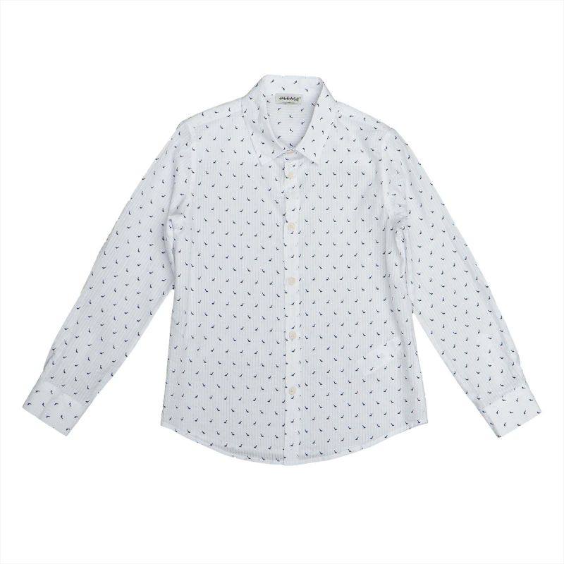 

Фактурная рубашка с дельфинчиками PLEASE kids 128 см Бело-синий 11274B29