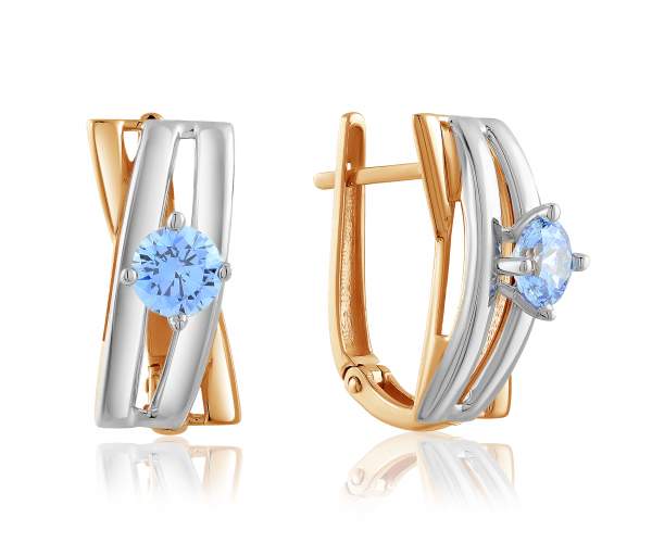 

Серьги из комбинированного золота с камнями SWAROVSKI Zirconia "Марсель" С4239SWFBLUE ,