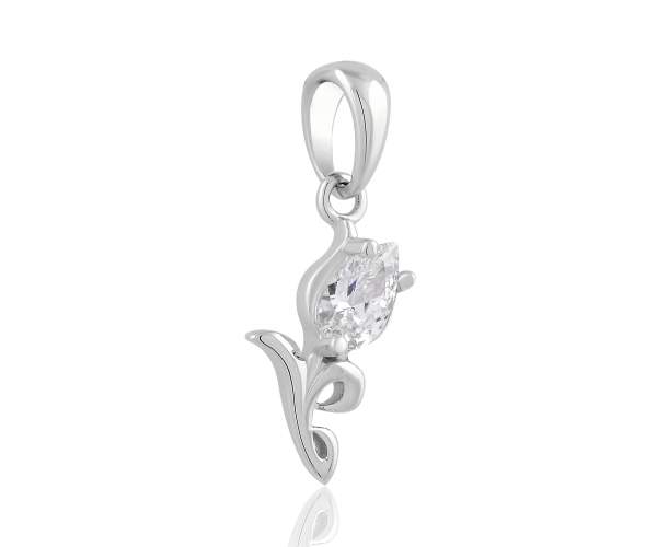 

Подвеска из белого золота с камнем SWAROVSKI Zirconia "Тюльпан", П4130/1SW