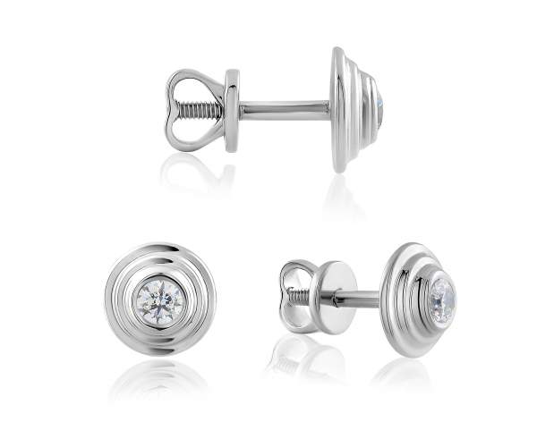 

Серьги-пусеты из белого золота с камнем SWAROVSKI Zirconia "Сайяра", С4288/1GSW