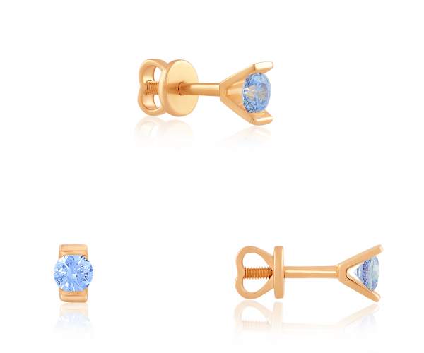 

Серьги-пусеты золотые с камнями SWAROVSKI Zirconia, С4205GSWFBLUE