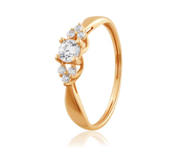 

Кольцо золотое с камнями SWAROVSKI Zirconia "Доротея", КД4253SW, 15.5 размер