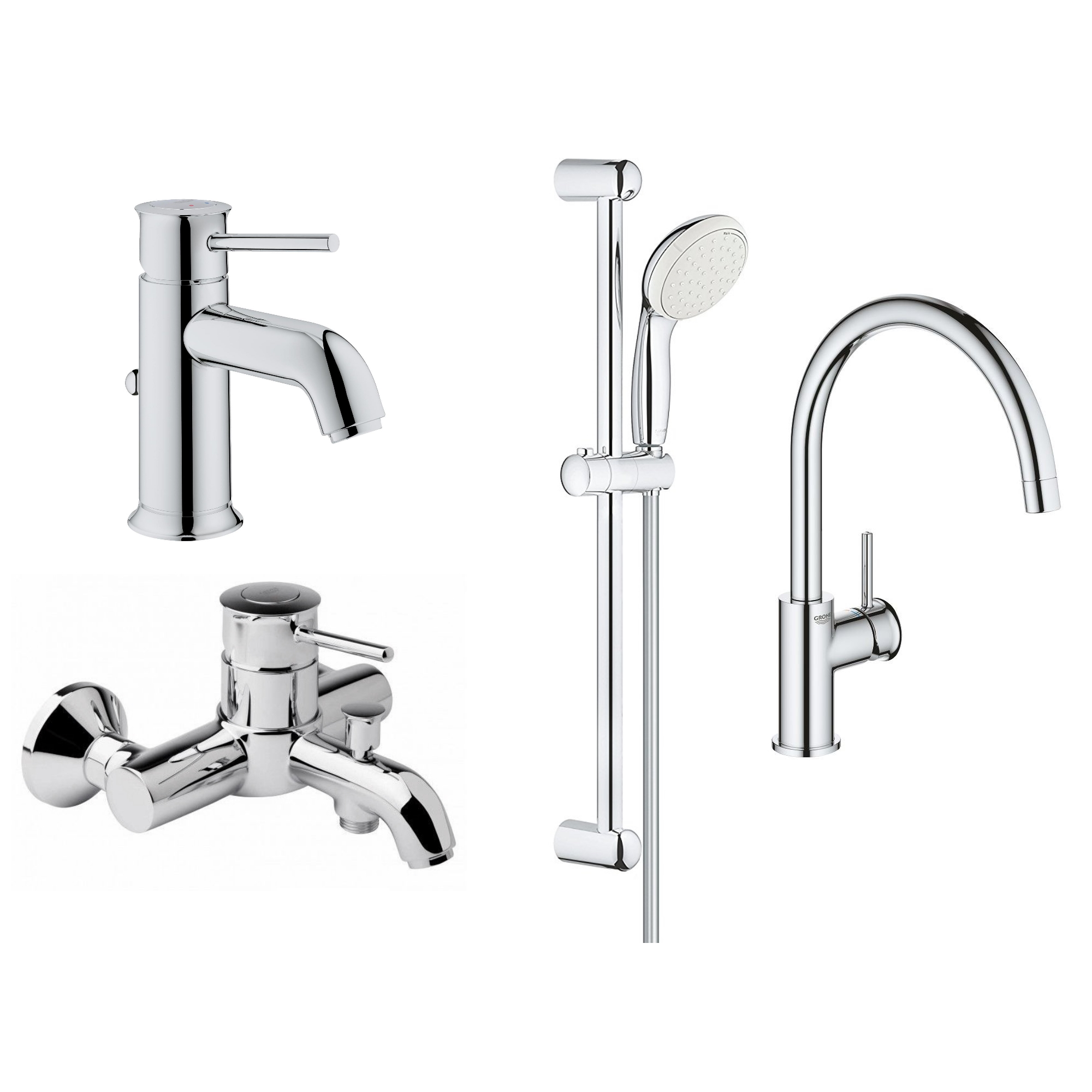 

Набор смесителей 4 в 1 GROHE BAU CLASSIC 123869K хром (77690)