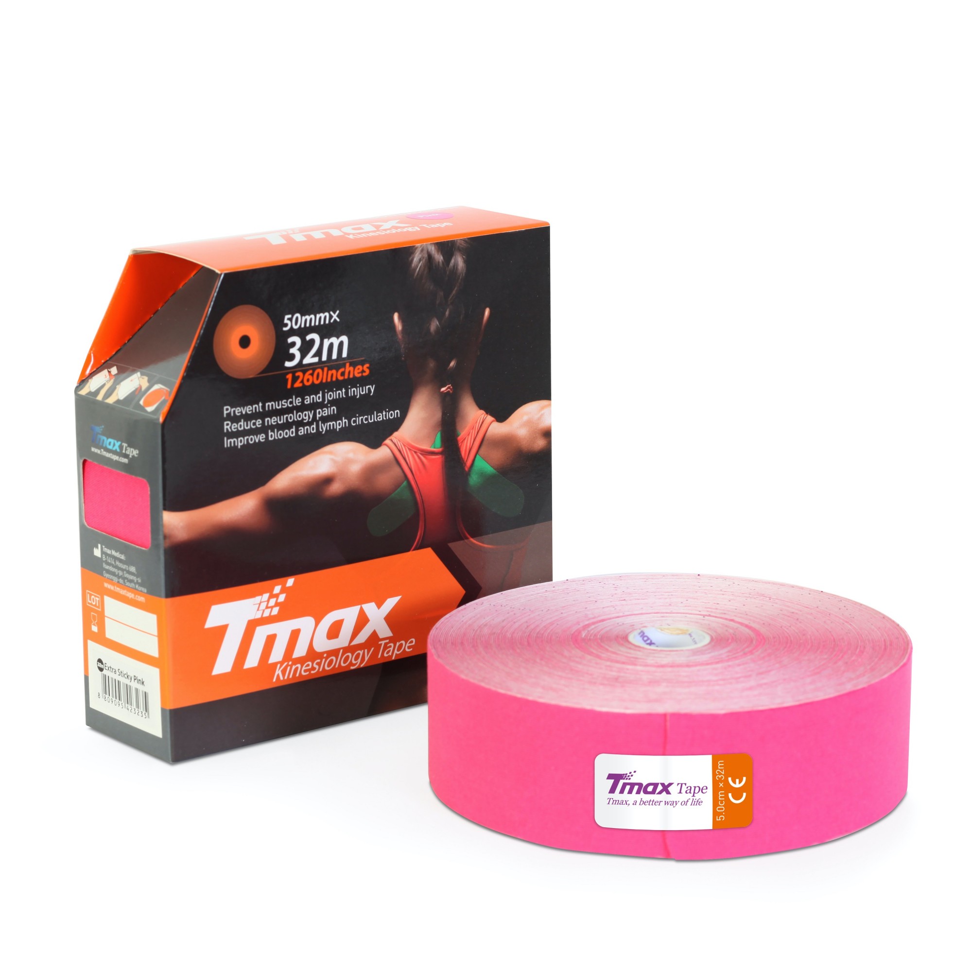 

Кинезио тейп Tmax Rayon 5смх32м розовый