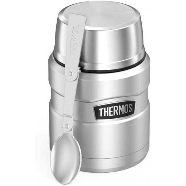 

Пищевой термос с ложкой, термос для еды 473 мл Thermos Food Jar 16 oz Matte Steel, Матовая сталь