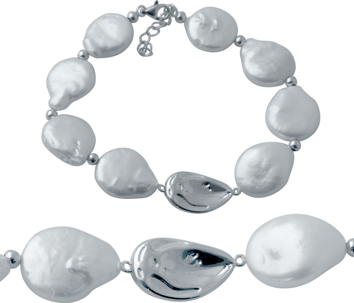 

Серебряный браслет SilverBreeze с натуральным жемчугом барочным 2041962 1720 размер, 17-20см размер