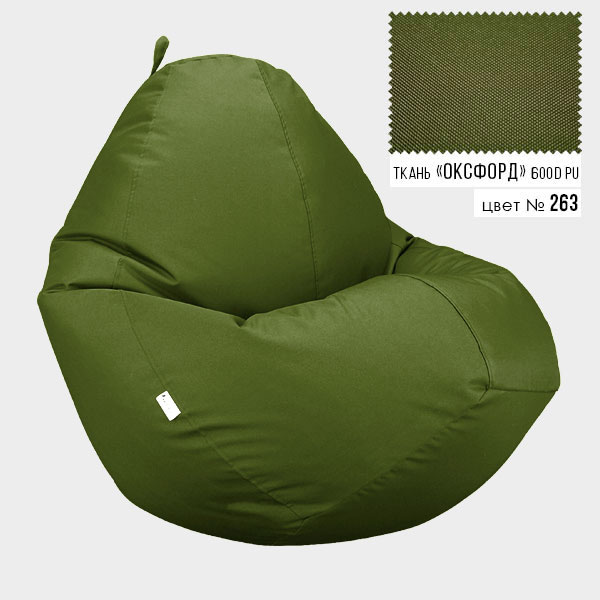 

Бескаркасное кресло мешок груша Овал Hifriend XL 85x105 Оливковый (Оксфорд 600D PU)
