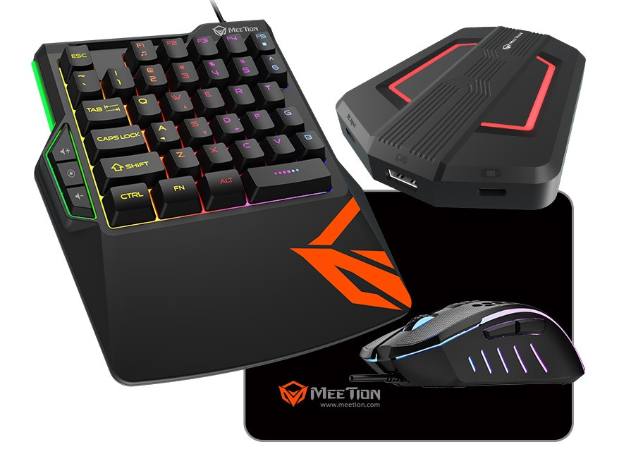 

Игровой комплект проводной 4 в 1 (клавиатура, мышь, HUB, коврик) набор для ПК, XBOX, PS4 Meetion MT-C0015 Black