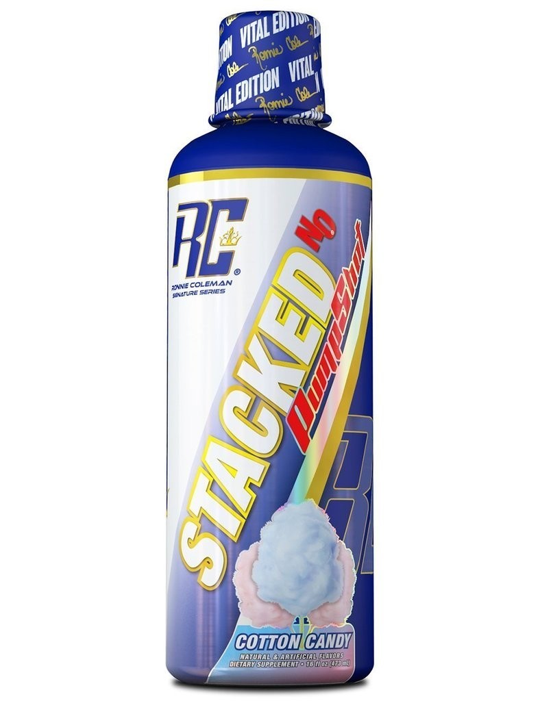 

Предтренировочный комплекс Ronnie Coleman Stacked N.O."Pump Shot" Cottton Candy 16oz bottle