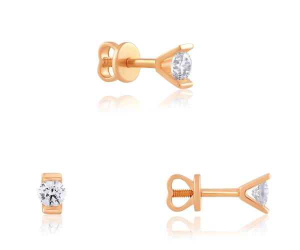 

Серьги-пусеты золотые с камнями SWAROVSKI Zirconia, С4205GSW