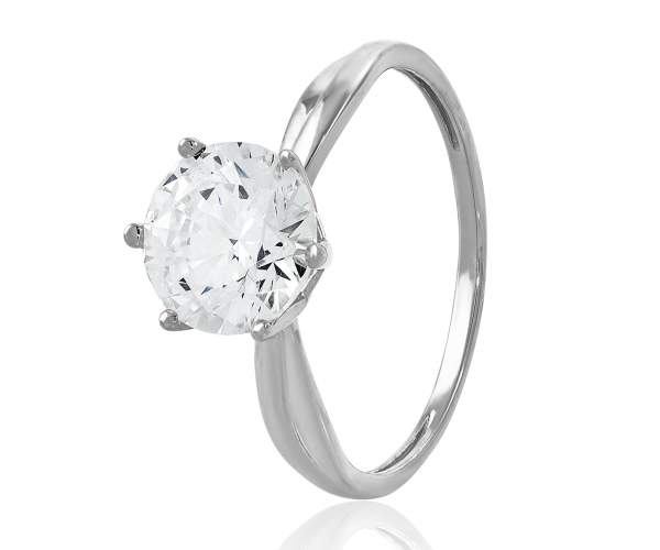 

Кольцо с камнем SWAROVSKI Zirconia "Дания", белое золото, КД4154/1SW, 17 размер