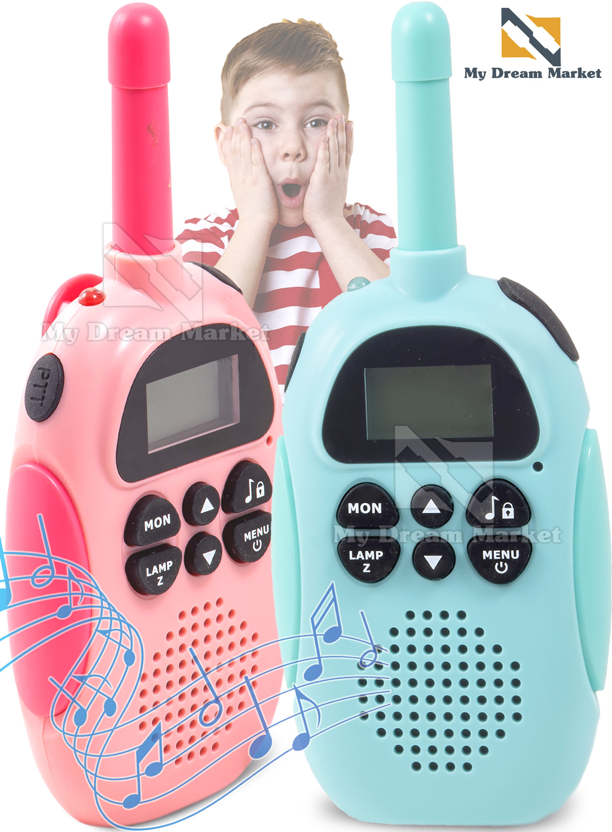 

Набор детсикх раций Kids Walkie-Talkie Розовый с голубым рация на батарейках с фанариком 2 шт для игр