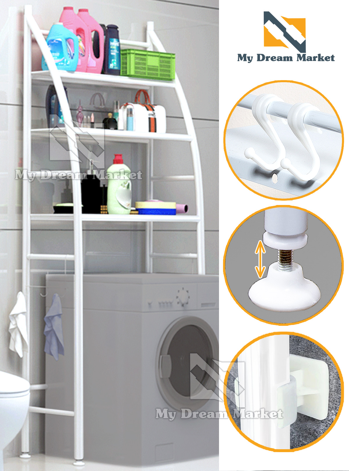 

Полка стелаж над стиральной машинкой Multi Corner Shelf TM-021 Белая для ванной комнати органайзер поставка полочка для емкостей и бутылочек